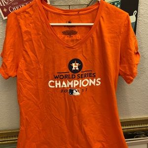Womens V neck astros world series shirt with lineup size XL